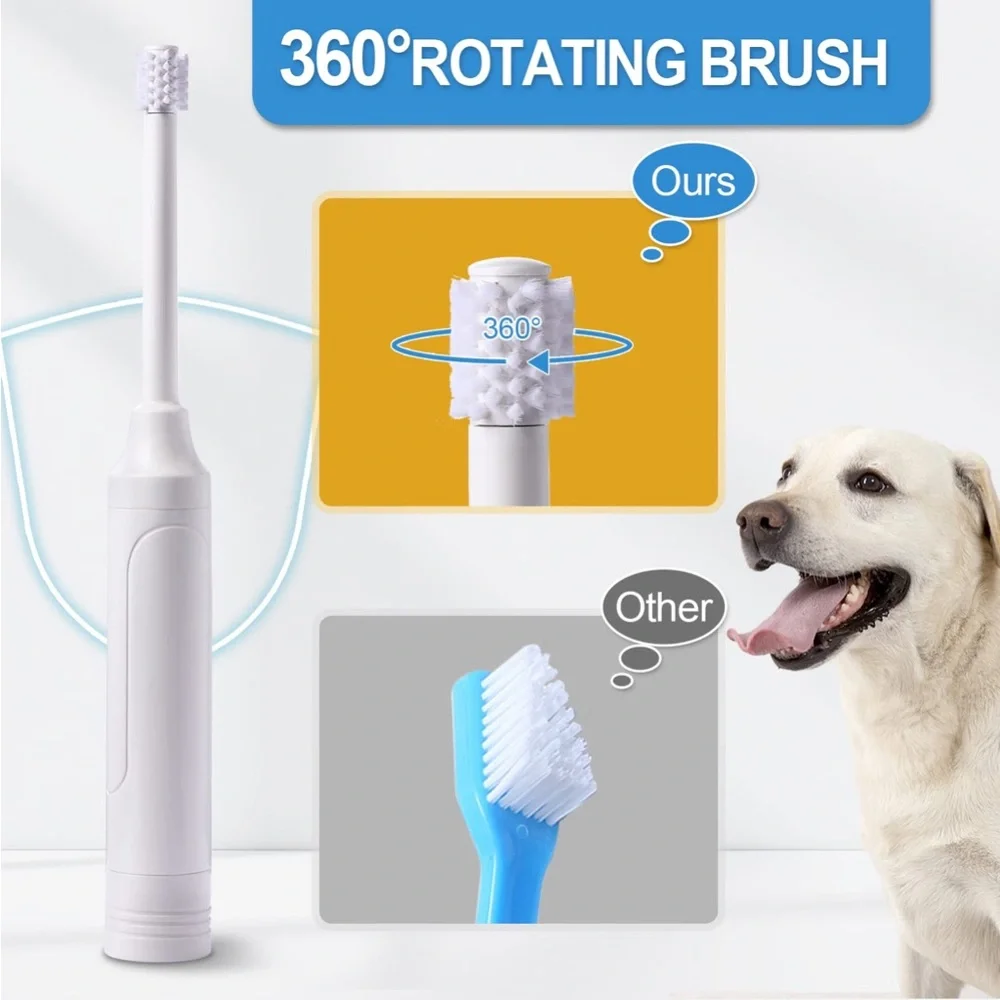 RETAILS $65- Dog/Cat Electric Toothbrush Kit, 360 Tartar Remover, Low Noise